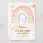 Cute Girl Abstract Rainbow Any Age Birthday 招待状 (正面/裏面)