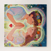 Cute Girl and Boy Twin Soul Couple Love -  ジグソーパズル (横)