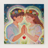 Cute Girl and Boy Twin Soul Couple Love -  ジグソーパズル (縦)