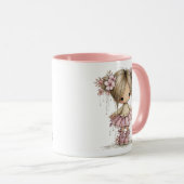 Cute Girl and Duckling Whimsical Nursery Art マグカップ (正面右)