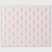 Cute Girl Birthday Pink Dinosaur ラッピングペーパー (フラット)