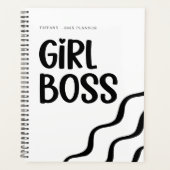 Cute Girl Boss Black and White Monogram Year プランナー手帳 (正面)
