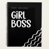 Cute Girl Boss Black and White Monogram Year プランナー手帳 (正面)