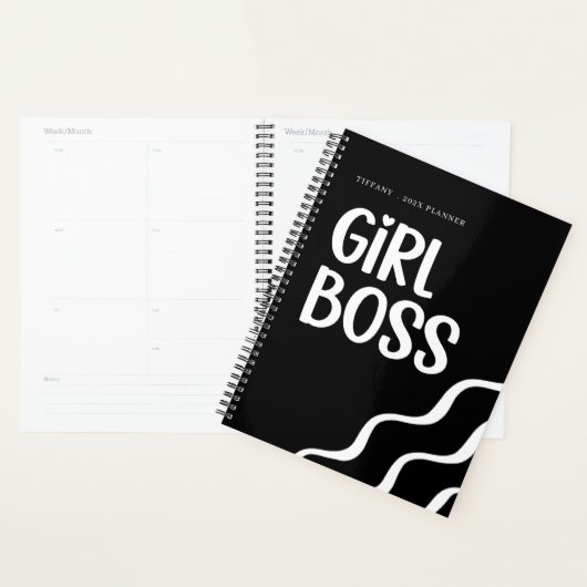 Cute Girl Boss Black and White Monogram Year プランナー手帳 (ディスプレー)