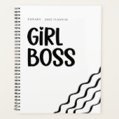 Cute Girl Boss Black and White Monogram Year プランナー手帳 (正面)
