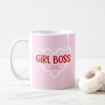 Cute Girl Boss Pink and Red Custom Name Year