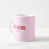 Cute Girl Boss Pink and Red Custom Name Year コーヒーマグカップ (正面左)