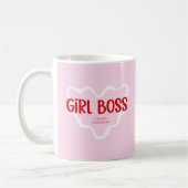 Cute Girl Boss Pink and Red Custom Name Year コーヒーマグカップ (左)