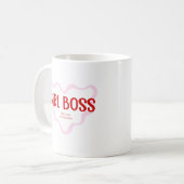 Cute Girl Boss Pink and Red Custom Name Year コーヒーマグカップ (正面左)
