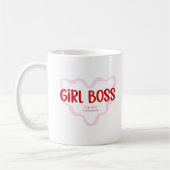 Cute Girl Boss Pink and Red Custom Name Year コーヒーマグカップ (左)
