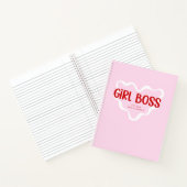 Cute Girl Boss Pink and Red Custom Name Year ノートブック (内部)