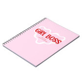 Cute Girl Boss Pink and Red Custom Name Year ノートブック (左側)