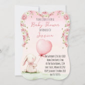 Cute Girl Bunny Baby Shower Invitation 招待状 (正面)