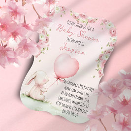 Cute Girl Bunny Baby Shower Invitation 招待状
