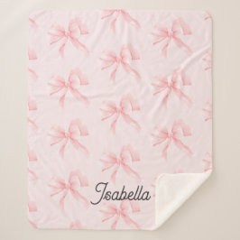 Cute Girl Coquette Pink Bow シェルパブランケット