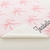 Cute Girl Coquette Pink Bow シェルパブランケット (3/4)