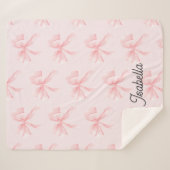 Cute Girl Coquette Pink Bow シェルパブランケット (正面(横))