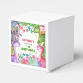 Cute Girl Dinosaur 1st Birthday Favor Box フェイバーボックス (裏面サイド)