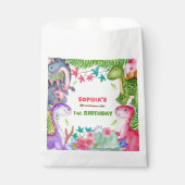 Cute Girl Dinosaur 1st Birthday Party フェイバーバッグ (正面)