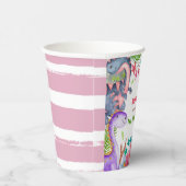 Cute Girl Dinosaur 1st Birthday Party 紙コップ (右)