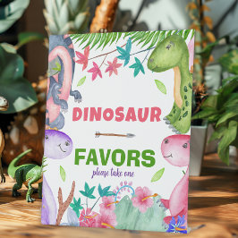 Cute Girl Dinosaur 1st Birthday Party Favors 台座サイン