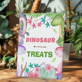 Cute Girl Dinosaur 1st Birthday Party Treats 台座サイン