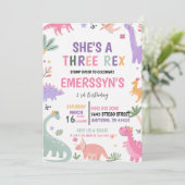 Cute Girl Dinosaur 3rd Birthday 招待状 (スタンド正面)
