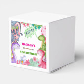 Cute Girl Dinosaur 4th Birthday Party フェイバーボックス (裏面サイド)