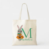 Cute Girl Easter Bunny Initial and Name Tote Bag トートバッグ (裏面)