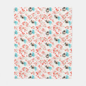Cute Girl Floral Pattern Fleece Blanket – Soft Kid フリースブランケット (正面)