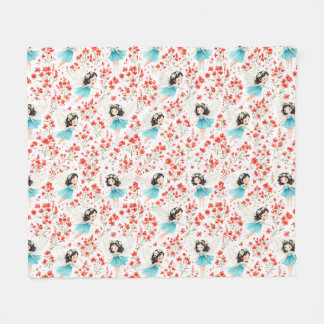 Cute Girl Floral Pattern Fleece Blanket – Soft Kid フリースブランケット