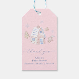 Cute Girl Gingerbread Village Baby Shower  ギフトタグ