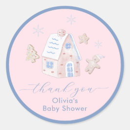 Cute Girl Gingerbread Village Baby Shower  ラウンドシール