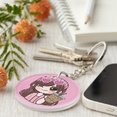 Cute Girl Iced Coffee Keychain キーホルダー (正面右)