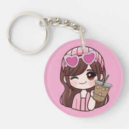 Cute Girl Iced Coffee Keychain キーホルダー