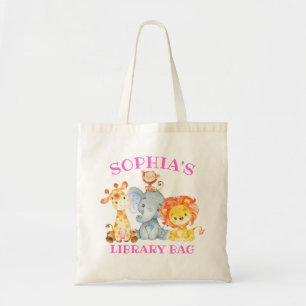 Cute Girl Kids Jungle Safari Animals Library トートバッグ