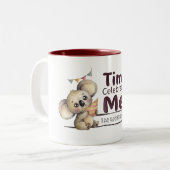 Cute Girl Koala Birthday Custom Name Coffee Mug ツートーンマグカップ (正面左)