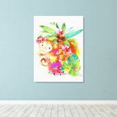 Cute Girl Monkey Climbing Tree キャンバスプリント (インサイチュ (ウッドフロア))