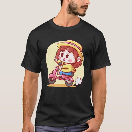 Cute Girl On A Scooter Tシャツ (正面)