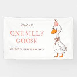 Cute Girl One Silly Goose 1st Birthday 横断幕