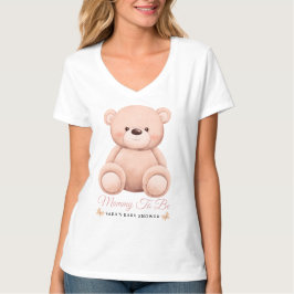 Cute Girl Orange Teddy Bear Mommy To BeBaby Shower Tシャツ