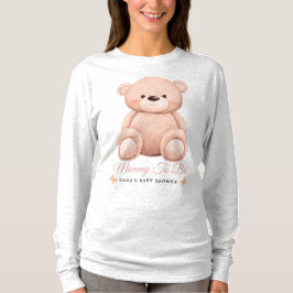 Cute Girl Orange Teddy Bear Mommy To BeBaby Shower Tシャツ
