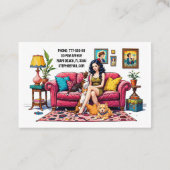 Cute Girl Pet Sitter Dog Walker 名刺 (裏面)