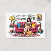 Cute Girl Pet Sitter Dog Walker 名刺 (正面)