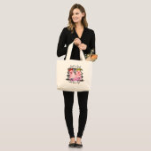 cute girl pig animal lover Large Tote Bag ラージトートバッグ (正面(モデル))