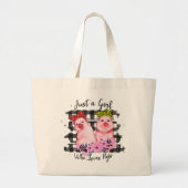 cute girl pig animal lover Large Tote Bag ラージトートバッグ (正面)