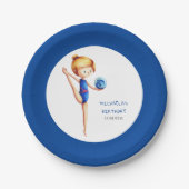 Cute Girl Rhythmic Gymnastics Birthday Party ペーパープレート (正面)