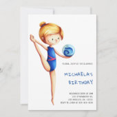 Cute Girl Rhythmic Gymnastics Birthday Party 招待状 (正面)