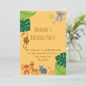 Cute Girl Safari Birthday Party Invitation 招待状 (スタンド正面)