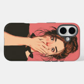 Cute Girl Shock Expression Cartoon Phone Case Case-Mate iPhoneケース (裏面 (横))